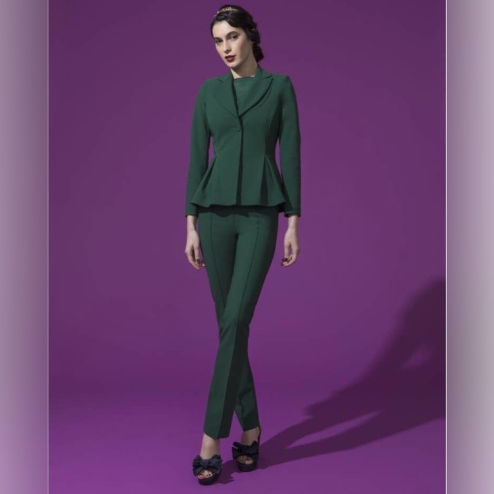 Chiara Boni La Petite Robe Green Pants straight leg work once size 38/2 - Picture 5 of 5